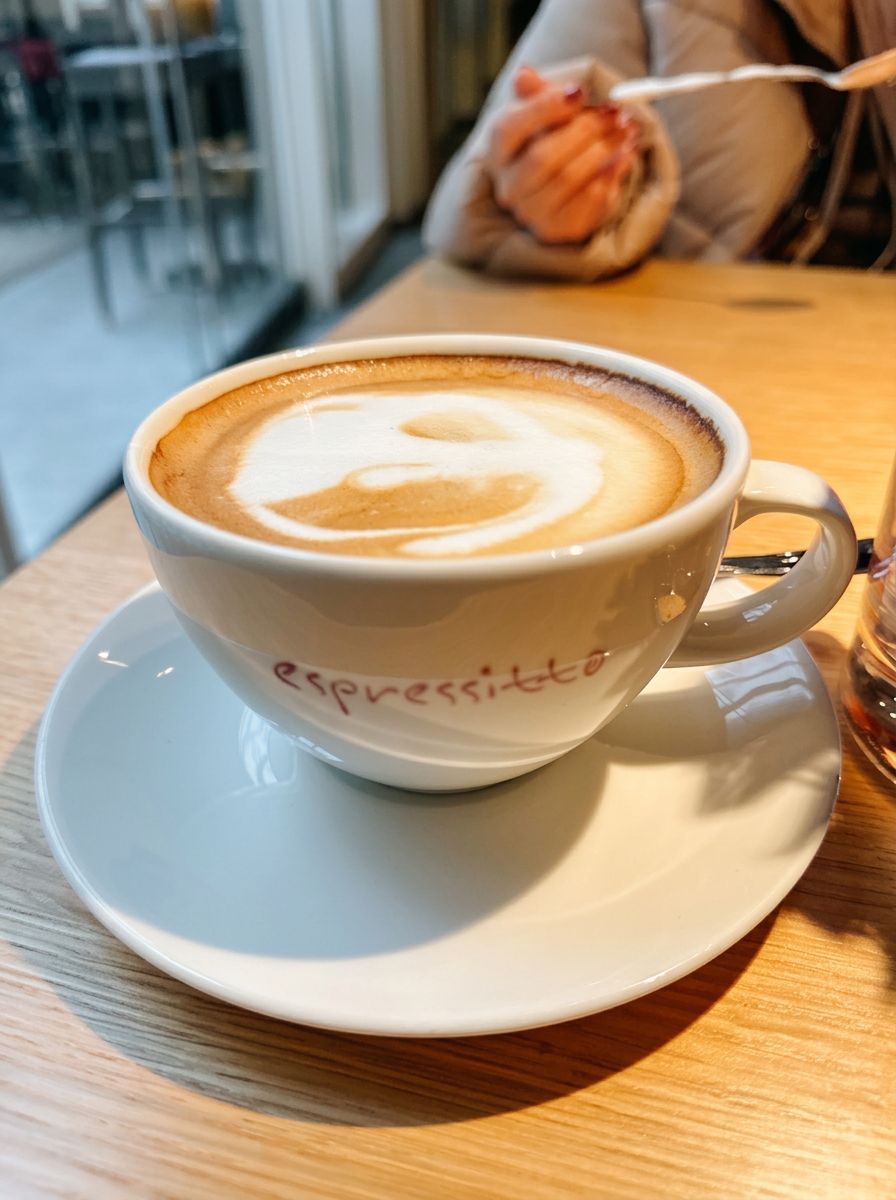 Cappuccino mit Latte Art in einer Espressitto Tasse