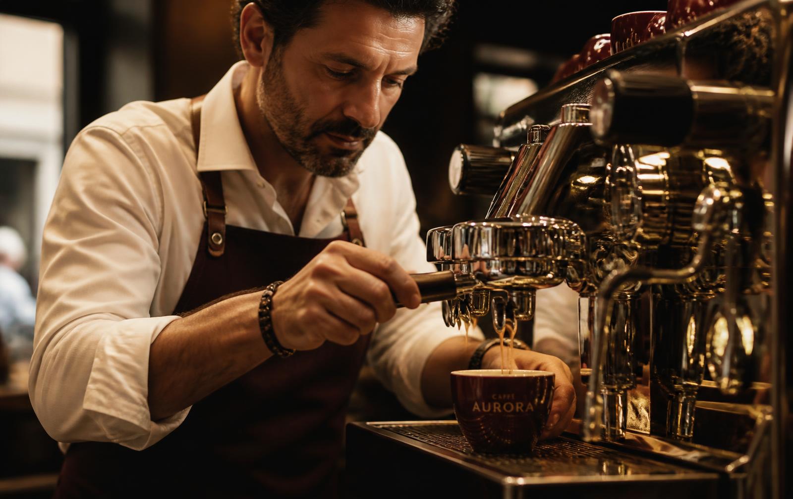 Barista bereitet einen Espresso im Espressitto zu